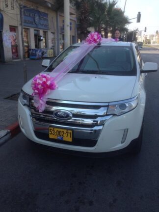 קישוט רכב חתן כלה,דגם 11, פרחי עירית - חנות פרחים ומשלוחי פרחים