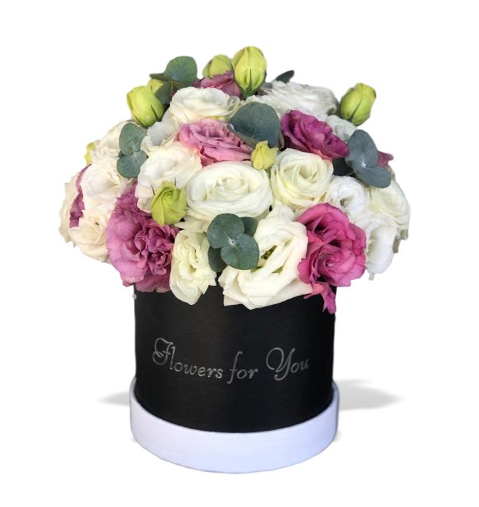 קופסת פרחים ברצלונה – קופסת פרחים מרשימה בורוד ולבן - פרחי עירית, משלוחי פרחים וחנויות פרחים בתפוצה ארצית