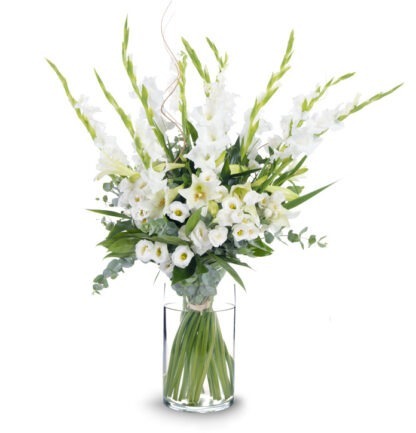 זר פרחים טוויסט בלבן – זר מרהיב, גבוהה ואלגנטי - פרחי עירית, משלוחי פרחים וחנויות פרחים בתפוצה ארצית