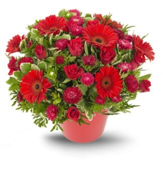 סידור פרחים חגיגית באדום – סידור חגיגי ועדין - פרחי עירית, משלוחי פרחים וחנויות פרחים בתפוצה ארצית