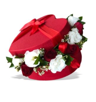 קופסת פרחים פריז – סידור רומנטי באדום לבן - פרחי עירית, משלוחי פרחים וחנויות פרחים בתפוצה ארצית