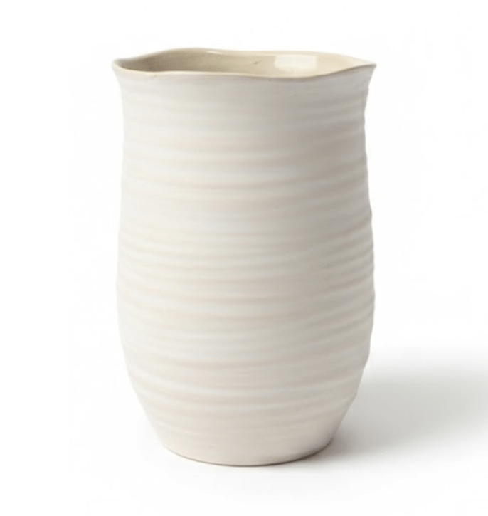 אגרטל קרמיקה "אביב" לבן | 22 ס"מ