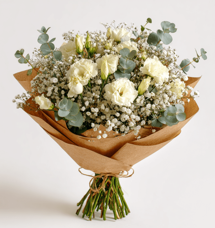 זר פרחים ליזי בלבן